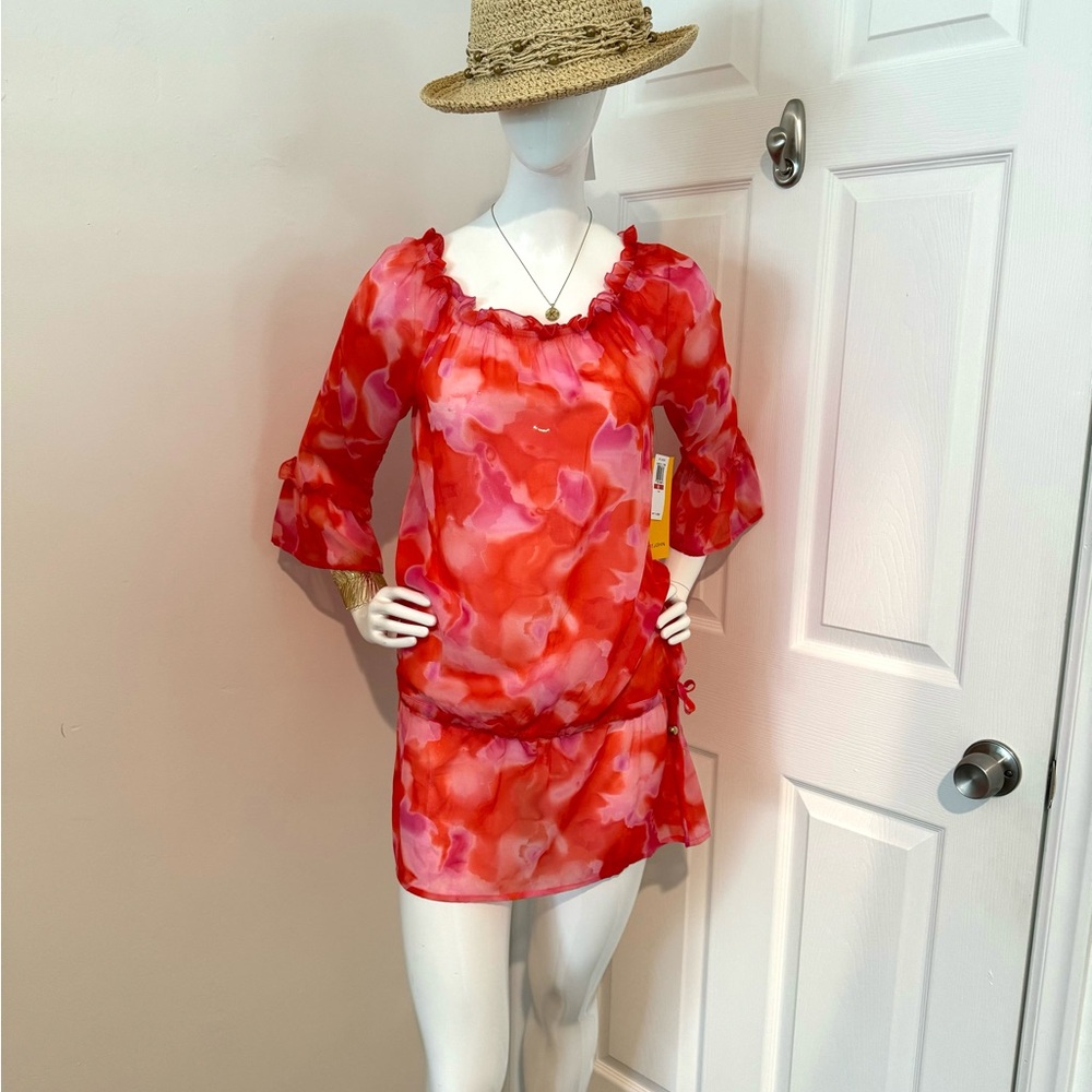 St. John Silk Chiffon cover up dress